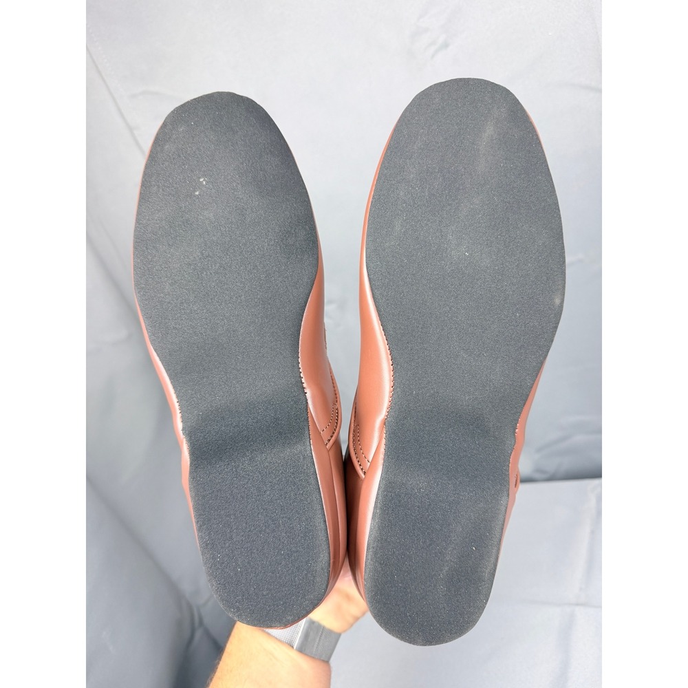 LB Evans 2198 Mens Brown Leather Moc Toe Slip On Slippers House Shoes 9EEE - Picture 7 of 8